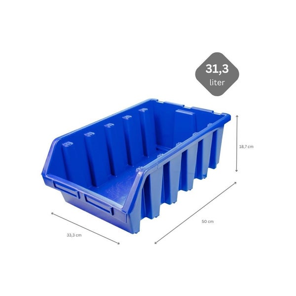 PROREGAL SuperSparSet 10x Sichtlagerbox 5 HxBxT 18,7 x 33,3 x 50 cm Polypropylen Blau