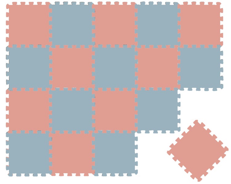 Set aus quadratischen Schaumstoff Puzzlematten mit Verzahnung für den Boden