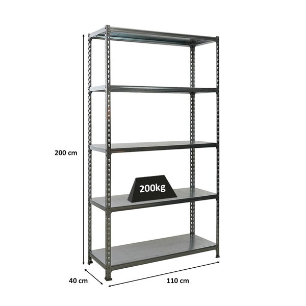 PROREGAL Schwerlastregal Big Metal Shark HxBxT 200 x 110 x 40 cm Fachlast 200 kg Verzinkt