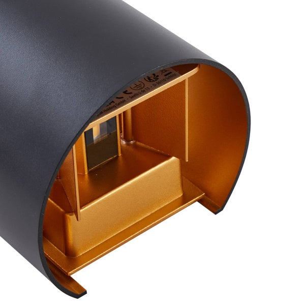 Lindby LED Wandleuchte außen Nivar (spritzwassergeschützt (Modern) in Schwarz aus Metall (1 flammig, ) - Außenwandleuchten Wandlampe Led Außenlampe Outdoor für Außenwand/Hauswand