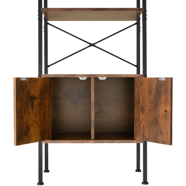 Leiterregal tectake Brentwood inklusive Kippschutz, 57,5 x 34 x 173 cm Industrial Style Industrial Holz dunkel, rustikal