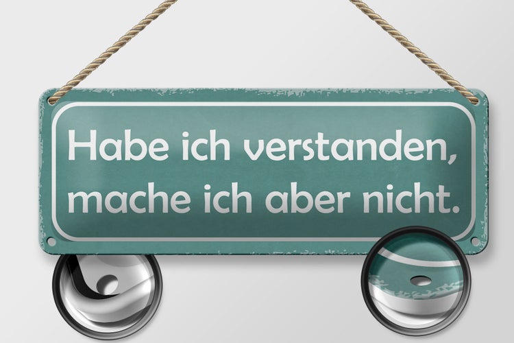 Blechschild Spruch 27x10cm habe verstanden mache aber nicht Dekoration