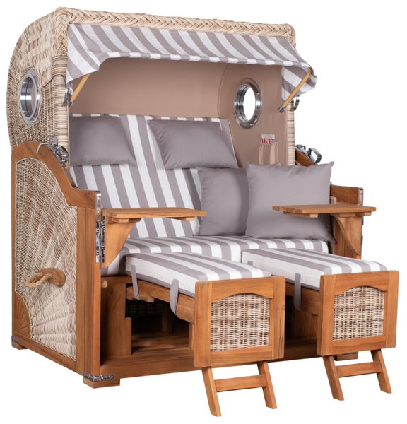 Strandkorb Rantum Grande Teak PE shell Dessin 513