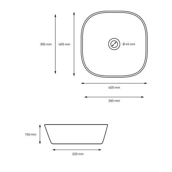 ML-Design Waschbecken aus Keramik Schwarz 40,5x40,5x15 cm mit Ablaufgarnitur, Abgerundeten Ecken, Aufsatzwaschbecken, Moderne Waschtisch Waschschale Waschplatz Handwaschbecken, für Badezimmer/Gäste-WC