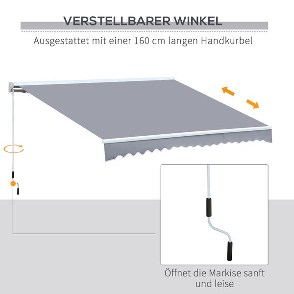 Outsunny Gelenkarmmarkise, Verstellbare Klemmmarkise,  4,5 x 3m, 100% Polyester (280g/m²), Aluminium Grau