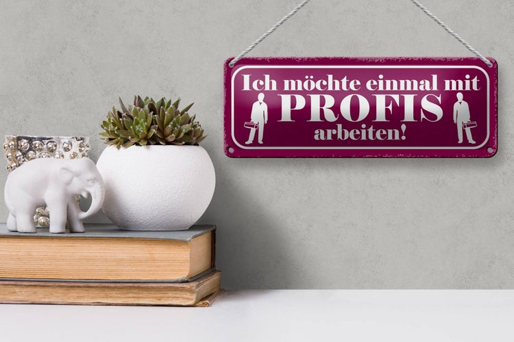 Blechschild Spruch 27x10cm ich möchte mit Profis arbeiten Dekoration