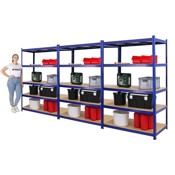 PROREGAL Mega Deal 3x Schwerlastregal Taurus HxBxT 180 x 120 x 60 cm Fachlast 175 kg Blau