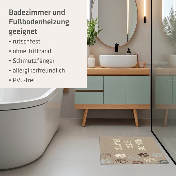 Akzente Feel Badematte mit Motiv in Braun Fußmatte 50 x 70 cm, rutschfest, saugfähig