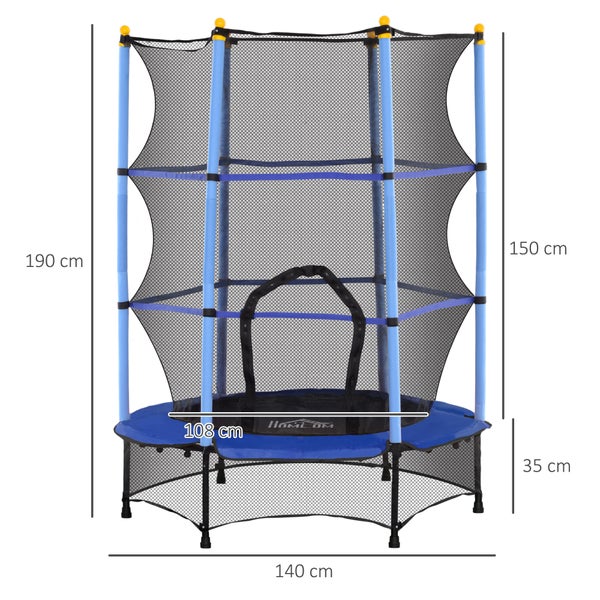 Trampolin mit Sicherheitsnetz, Höhe 190 cm, Durchmesser 108 cm