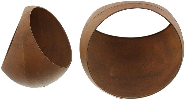 Dekoleidenschaft 2x Pflanzer Kugel aus Metall in Rostoptik, Pflanzschale, Blumentopf, Pflanzgefäß, Gartendeko für Draußen