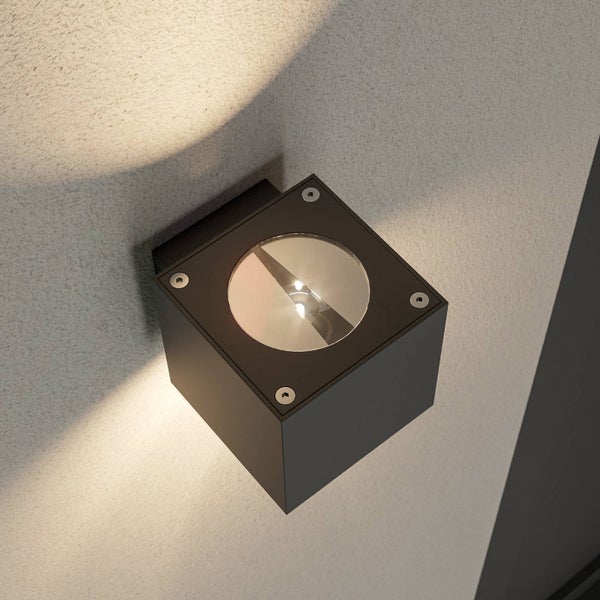 Lucande LED Wandleuchte außen Jarno (spritzwassergeschützt (Modern) in Schwarz aus Aluminium (2 flammig, ) - Außenwandleuchten Wandlampe Led Außenlampe Outdoor für Außenwand/Hauswand