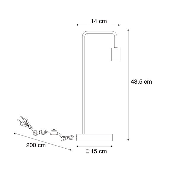 Abbildung mit den Maßen der Stehlampe