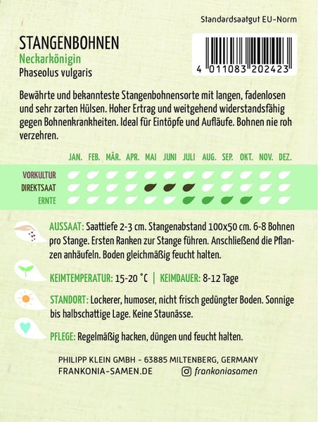 Stangenbohnen Neckarkönigin Saatgutpackung
