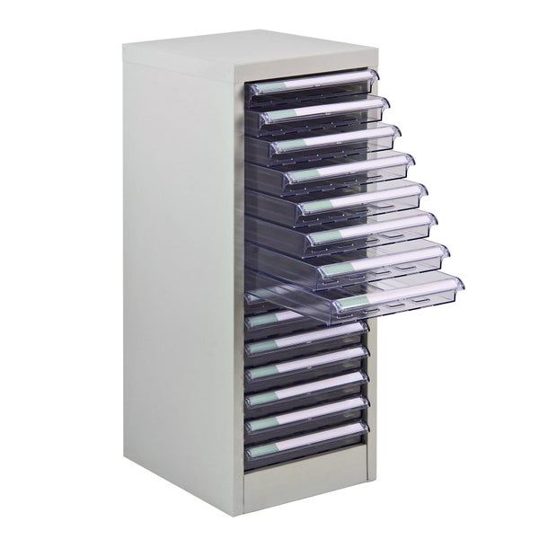 PROREGAL Schubladencontainer Kobra mit 15 Schubladen HxBxT 74 x 28 x 34 cm Lichtgrau