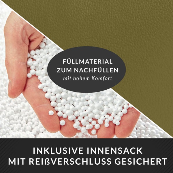 Füllmaterial zum Nachfüllen mit Innenbeutel und Reißverschluss