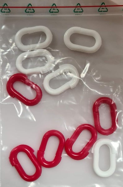 UvV Absperrketten Notglieder 10er Set, Reparatur und Verbindungsglieder aus Kunststoff in vielen Farben und Größen / 6 mm / gelb + schwarz