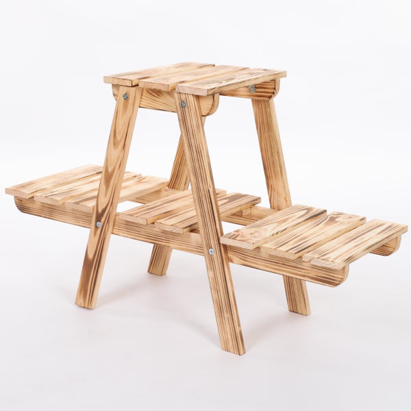 Blumenständer FLORACK HxBxT 45x74x25cm 3 Ablagen Kieferholz Geflammt