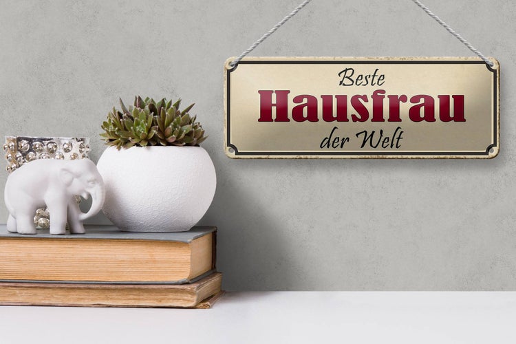 Blechschild Spruch 27x10cm beste Hausfrau der Welt Dekoration