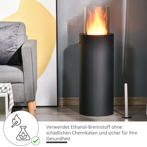 Tischkamin mit Glaseinsatz und Flammeneffekt für eine romantische Atmosphäre