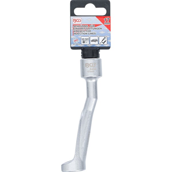 BGS Spezial-Schlüssel für Einspritzleitungen für BMW / Opel 2.5TD / Mercedes-Benz Antrieb 12,5 mm (1/2) SW 17 mm - 8434
