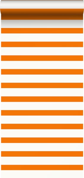 ESTAhome Tapete Streifen Orange und Weiß - 53 cm x 10,05 m - 115872