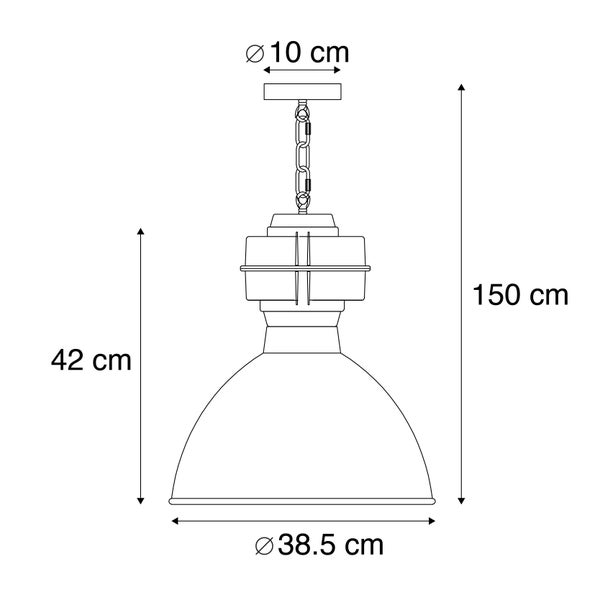 Technische Zeichnung einer Pendelleuchte mit Maßangaben