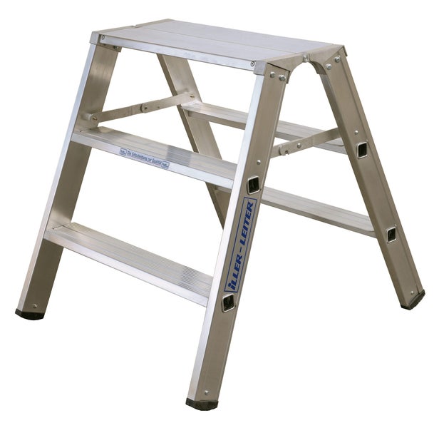 Aluminium Klapptritt von Iller Leiter mit drei Stufen und großer Standplattform