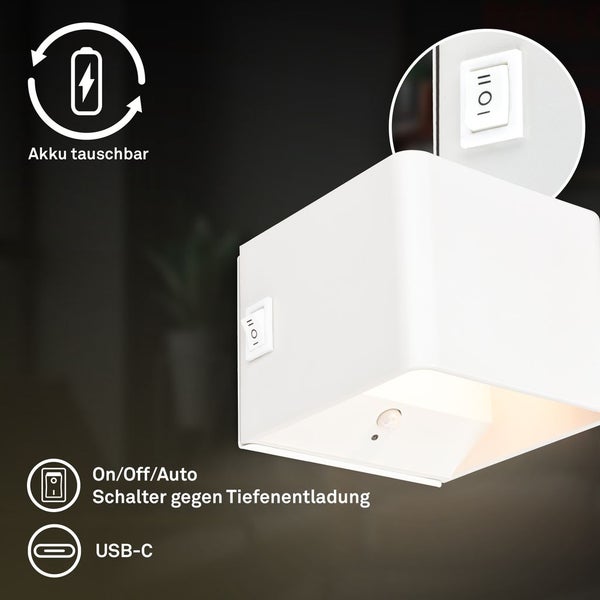 LED Wandleuchte Wandlampe ohne Stromanschluss Bewegungsmelder Akku ohne Bohren