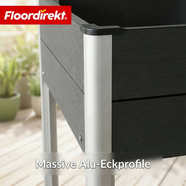Detailansicht eines Hochbeets mit Aluminium Eckprofilen