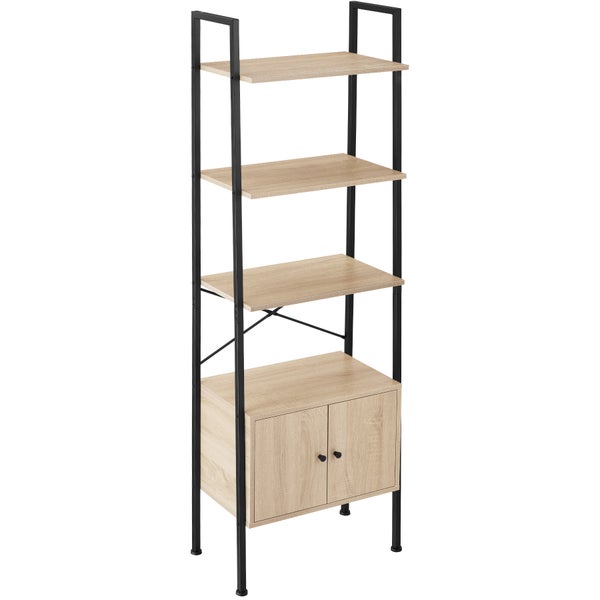 Leiterregal tectake Brentwood inklusive Kippschutz, 57,5 x 34 x 173 cm Industrial Style Industrial Holz hell, Eiche Sonoma