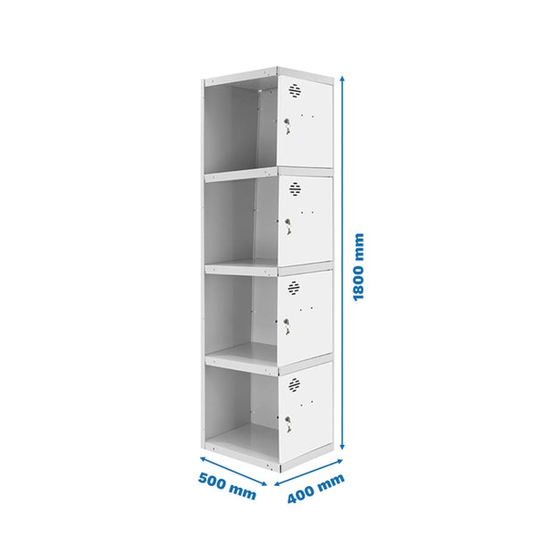 Metall-Garderobenschrank mit vier Fächern, 1800x500x400 Millimeter
