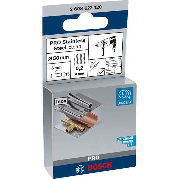 Bosch PRO Stainless Steel clean Scheibenbürste 50 x 0,20 mm gerader Schaft - 2608622120