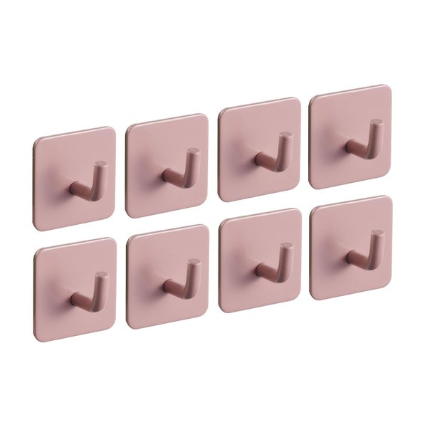 Set mit acht quadratischen Klebehaken für Wandbefestigung