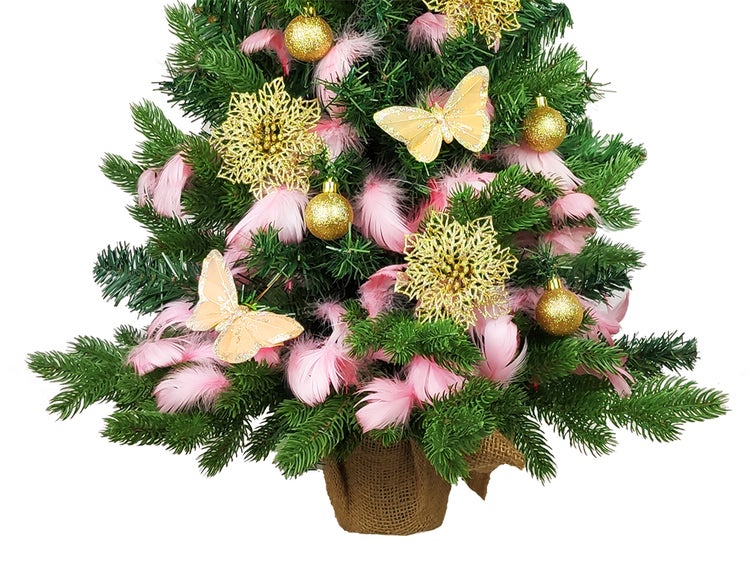 Geschmückter künstlicher Weihnachtsbaum HAUCH VON LUXUS 60 cm, mit LED-Beleuchtung im Topf