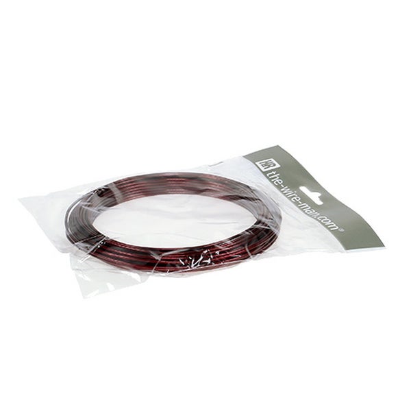 Rolle dunkelroter Dekodraht in Kunststoffverpackung, the-wire-man.com Logo