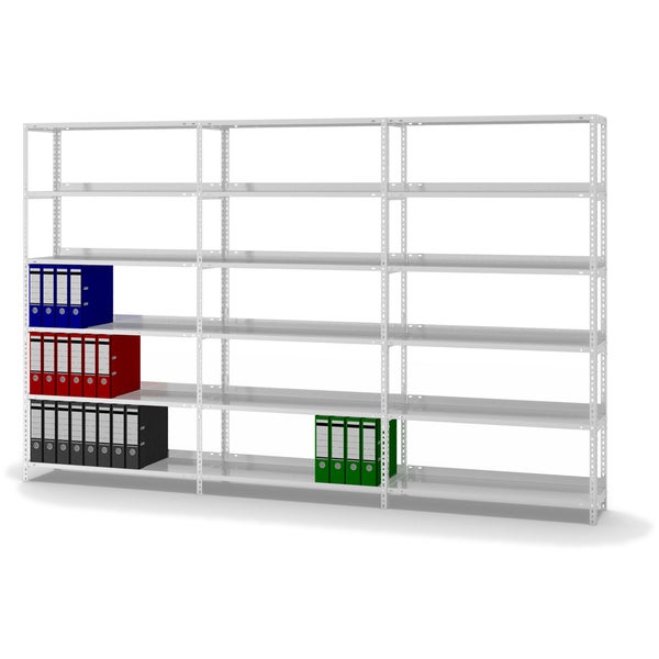 PROREGAL Aktenregal Schraubsystem Grundregal HxBxT 185 x 100 x 30 cm 6 Ebenen Fachlast 60 kg Mit Deckboden Einseitig Nutzbar Lichtgrau