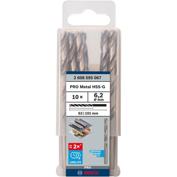 Bosch PRO Metal HSS-G Spiralbohrer 6,2 x 63 x 101 mm - 2608595067