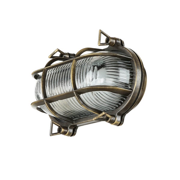 Ovale Wandleuchte im maritimen Stil mit schützendem Gitter