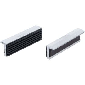 Set von zwei Schraubstock Schutzbacken aus Aluminium mit magnetischer Befestigung und geriffelter Oberfläche für sicheren Halt