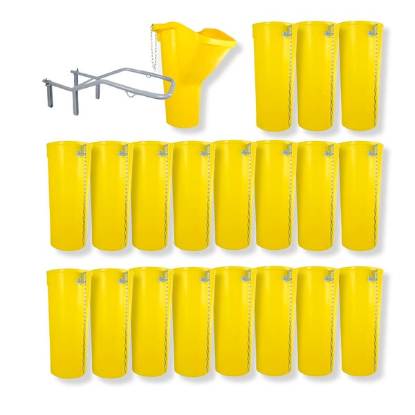 Bauschuttrutschen-Set SIRL XXL Profi | 21-teilig | 21,08m Länge | Einfülltrichter, Halterung & 19 Schuttrohre | Gelb