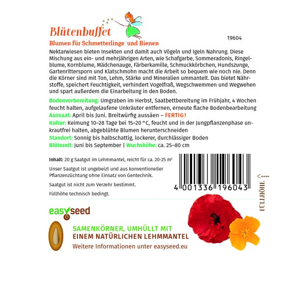 Blütenbuffet Blumenmischung für Schmetterlinge und Bienen Samen von Grüne Fee