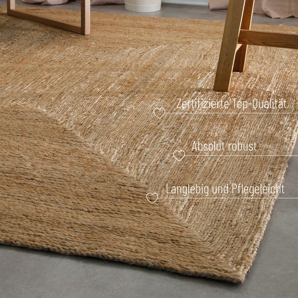 Collins Jute-Teppich – schwer, klar, handgewebt 160x230 cm