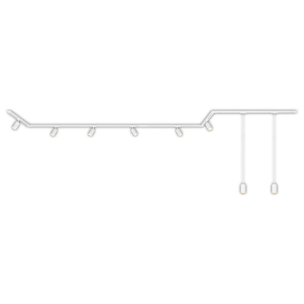 Briloner Rail Schienensystem, Komplettset, 6x GU10 Spots, 2x GU10 Pendel, Schwenkbar, 3 Eckverbinder, Weiß, 5,25 m