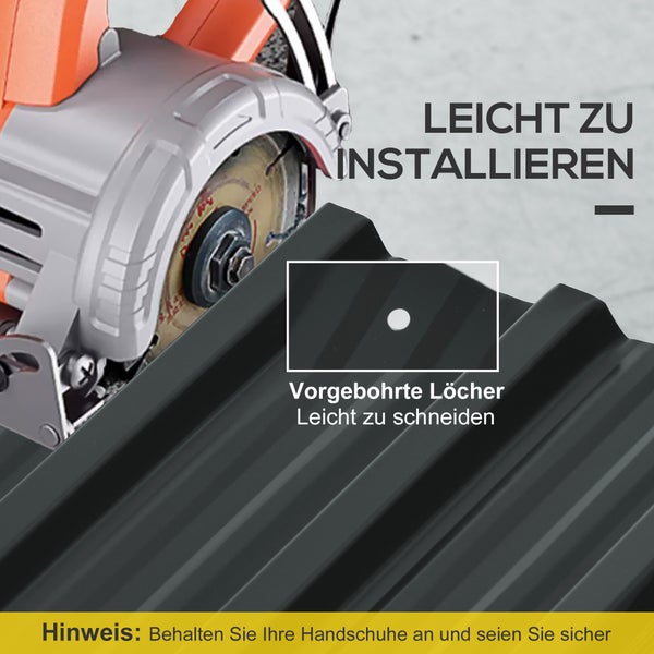 Nahaufnahme eines Wellblechs mit vorgebohrtem Loch für die Montage.