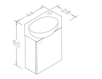Rivea 45 Badezimmerschrank  - Gäste wc Badmöbel Kleine Badmöbel