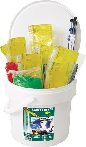 Eimer mit verschiedenen Kabelbindern