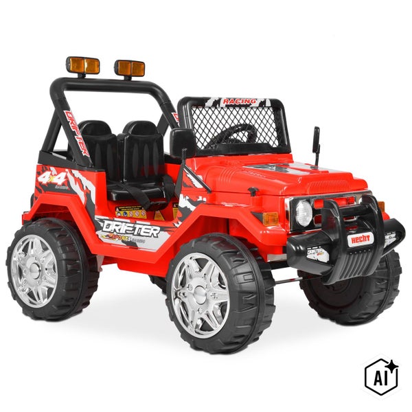 Hecht Kinder Elektroauto Drifter mit Allradantrieb, Geländewagen Design, zwei Sitze und Sicherheitsgurte