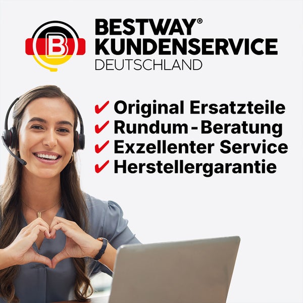 Bestway Logo. Kundenservice Deutschland mit Original Ersatzteilen, Beratung, Service und Herstellergarantie.