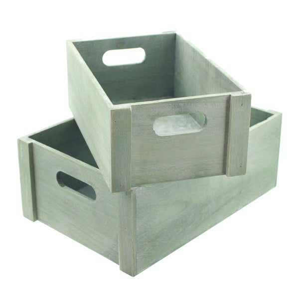 FRANK FLECHTWAREN | Universalkiste Präsent, 2er Set, HOLZ, 29 x 18 x 11 cm, 34 x 23 x 13 cm, ohne Inhalt