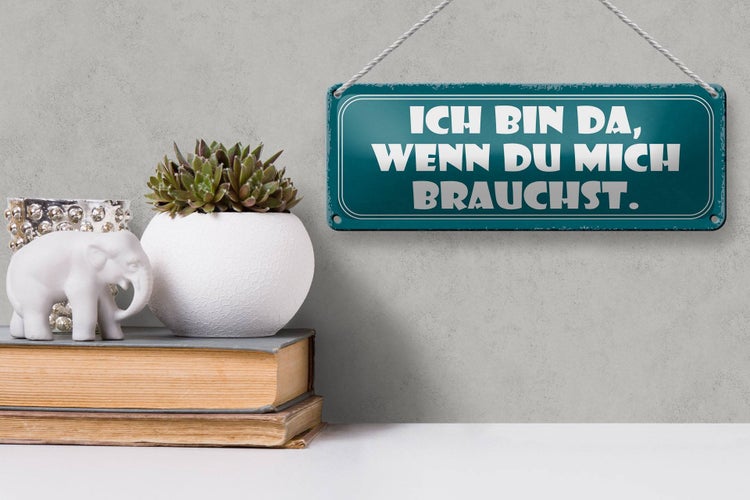 Blechschild Spruch 27x10cm bin da wenn du mich brauchst Dekoration